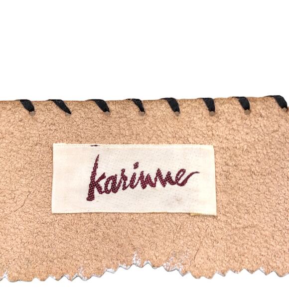 Karinne Womens Size S Belt Handcrafted Art to Wear Leather Metallic Abstract VTG main image 4